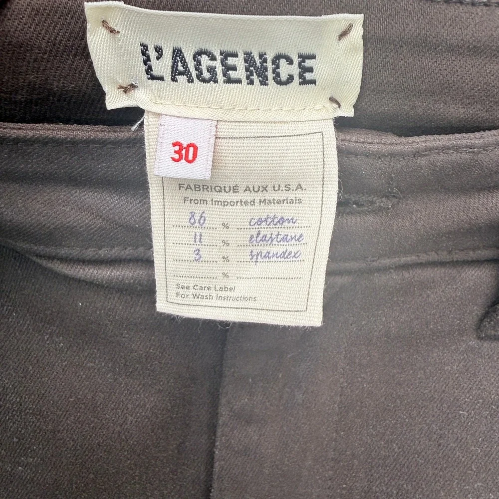 L'AGENCE Margot Jeans Women 30 High Rise Button Ankle Skinny Dark Brown Slim Fit